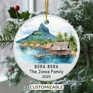 Personalized Bora Bora Ornament, Oceania Ceramic Tree Decoration