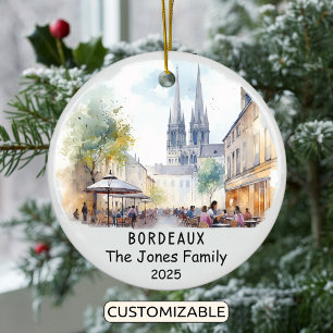 Personalized Bordeaux Ornament, France Ceramic Tree Decoration