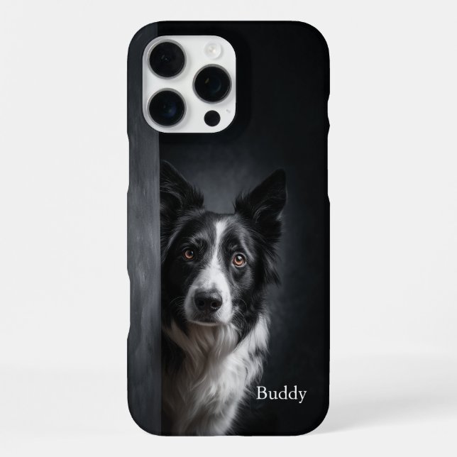 Personalized Border Collie Portrait iPhone Case (Back)