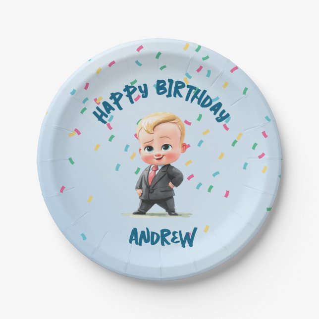 Personalized Boss Baby Birthday Paper Plates (Front)