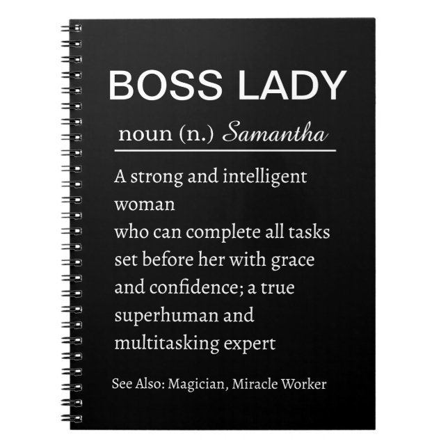 Personalized Boss Lady Definition Notebook Funny (Front)