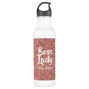 Personalized Boss Lady Rose Gold Glitter 710 Ml Water Bottle