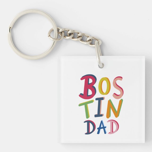 Personalized Bostin Dad Black Country Key Ring (Front)