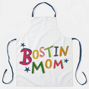 Personalized Bostin Mom Black Country Apron