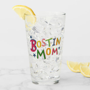 Personalized Bostin Mom Black Country Glass
