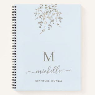 Personalized Botanical Blue Gratitude Journal