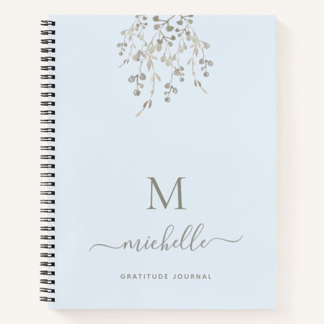 Personalized Botanical Blue Gratitude Journal (Front)