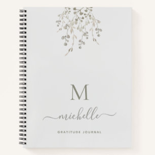 Personalized Botanical Gray Gratitude Journal