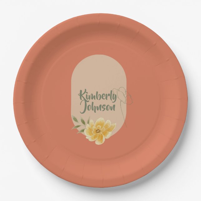Personalized Botanical Party Plate (Front)