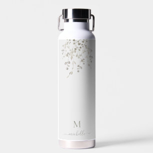 Personalized Botanical Watercolor Monogram Gray Water Bottle