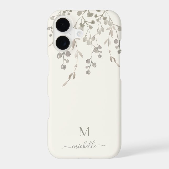 Personalized Botanical Watercolor Monogram Ivory (Back)