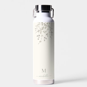 Personalized Botanical Watercolor Monogram Ivory Water Bottle