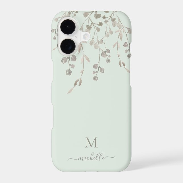 Personalized Botanical Watercolor Monogram Sage (Back)