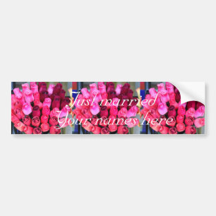 personalized bouquet just married bumper sticker