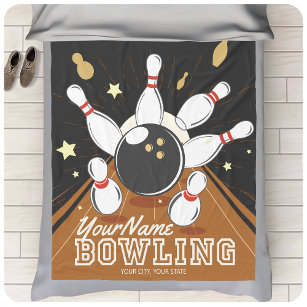 Personalized Bowler Strike Bowling Lanes Ball Pins Fleece Blanket