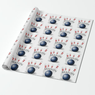 Personalized Bowling Pins and Ball Wrapping Paper