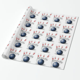 Personalized Bowling Pins and Ball Wrapping Paper