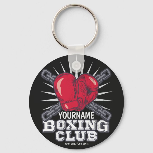 Personalized Boxing Gloves Fighter Champion Boxer  Key Ring (Front)