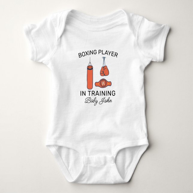 Personalized Boxing Name - Box Player in Training Baby Bodysuit (Front)