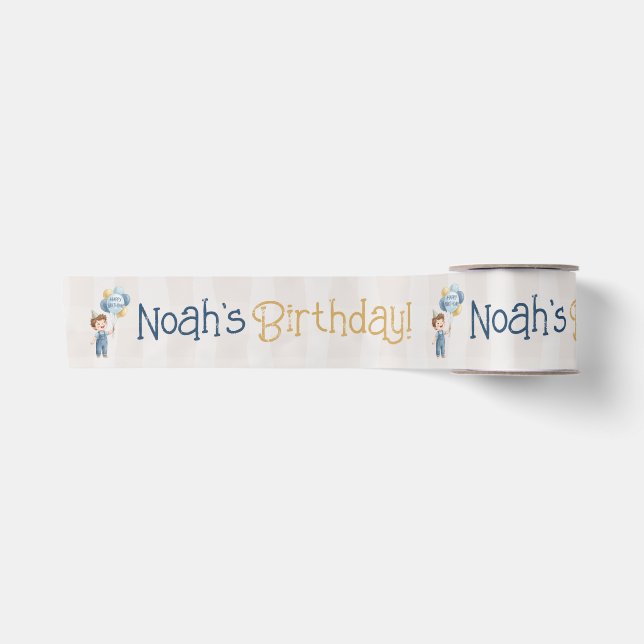 Personalized Boy Birthday Party  Satin Ribbon (Front)