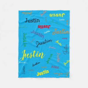 Personalized Boy Name Monogram Blue Cute Fleece Blanket