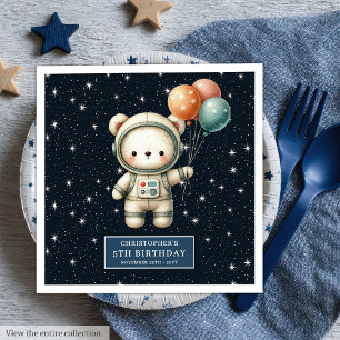 Personalized Boy Napkins with Space Teddy Bear