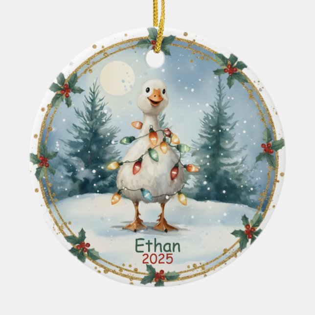 Personalized Boy Ornaments,Silly Goose Ornament  (Front)