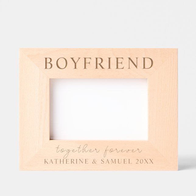 Personalized Boyfriend Together Forever Wood Etched Frames