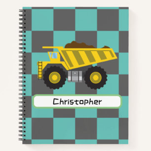 Personalized Boys Dump Truck Kids School  Notebook