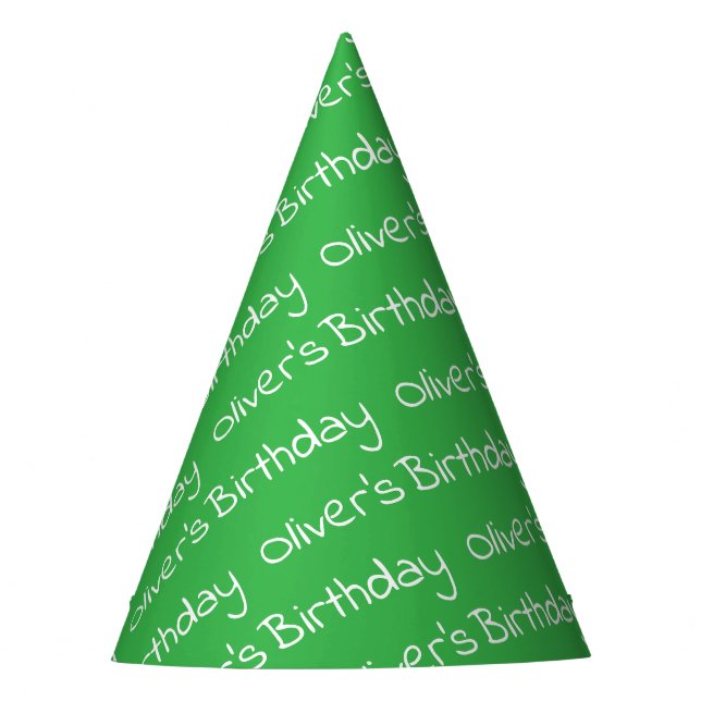 Personalized Boy's Name Birthday Green Party Hats (Front)