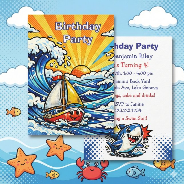 Personalized Boy's Nautical Birthday Party Invitation (Creator Uploaded)