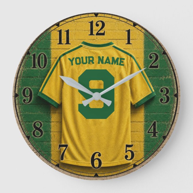 Personalized Brazil Football Jersey Wall Clock | C (Front)