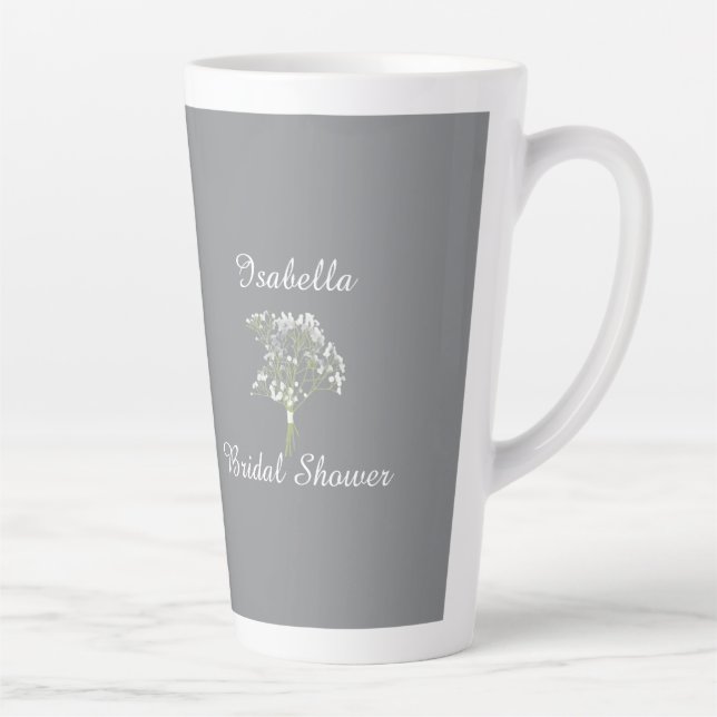 Personalized Bridal Shower, Floral Wedding Gift Latte Mug (Right)