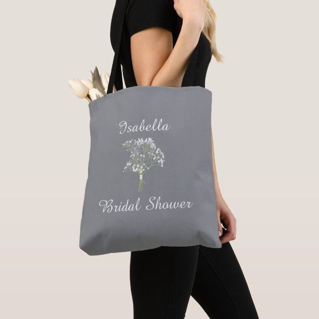 Personalized Bridal Shower, Floral Wedding Gift Tote Bag (Close Up)