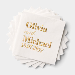 Personalized Bride and Groom Wedding Reception Foil Napkins
