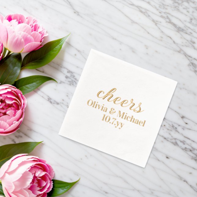 Personalized Bride and Groom Wedding Reception Foil Napkins (Insitu (Wedding))