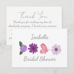 Personalized Bride To Be   Elegant Bridal Party  Thank You Card