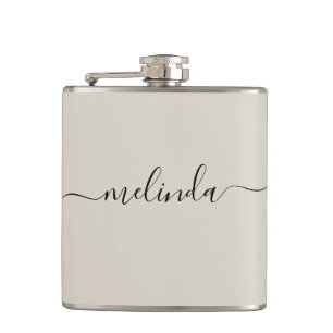 Personalized Bridesmaid Gift Beige Wedding Hip Flask