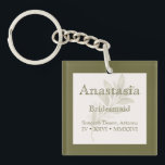 Personalized Bridesmaid Key Ring<br><div class="desc">Thank your bridal party with this elegant personalized bridesmaid keychain, featuring a custom name design framed with a timeless green border. This thoughtful keepsake makes a beautiful and practical gift for bridesmaids, maid of honor, or any special member of your wedding party. The minimalist design pairs a classic neutral background...</div>