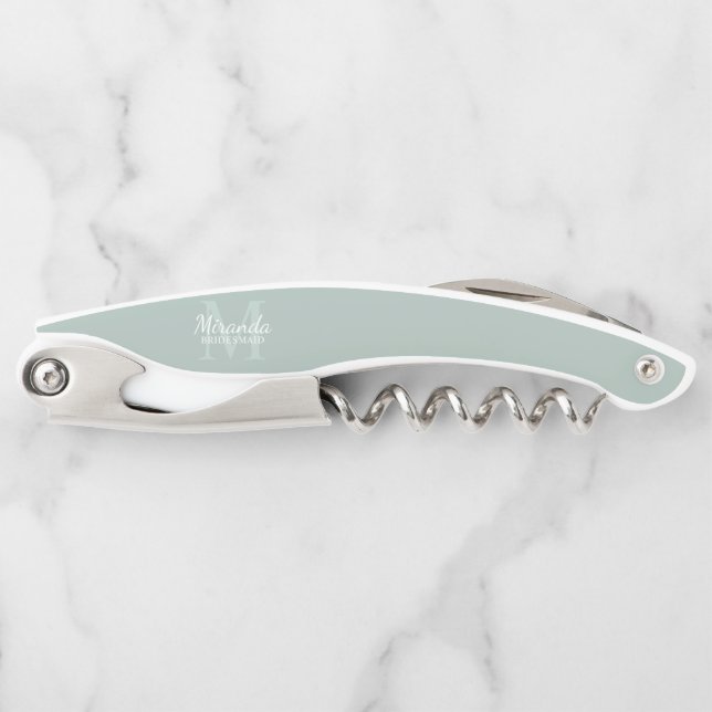Personalized Bridesmaid's Monogram and Name Corkscrew (Front)
