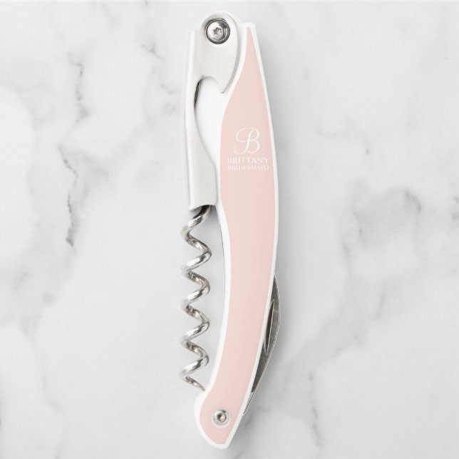 Personalized Bridesmaid's Name and Monogram Corkscrew (Front)