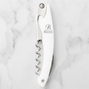 Personalized Bridesmaid's Name and Monogram Corkscrew