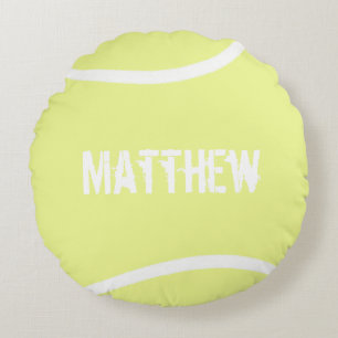 Personalized Bright Yellow Tennis Ball Round Cushion
