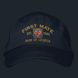 Personalized British UK Flag First Mate Nautical Embroidered Hat<br><div class="desc">A Classic crossed anchors nautical style with Union Jack flag you can personalize with year and name,  a custom embroidered cap for a first mate of special occasions. 
 
 


 
Use the "Message" link to contact us with your special design requests or for some assistance with any of your customization needs.</div>