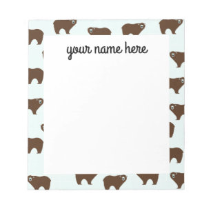 Personalized Brown Bear Kids Notepad