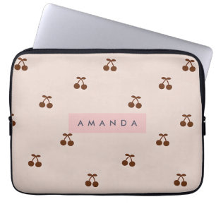 Personalized Brown Cherry Pattern  Laptop Sleeve