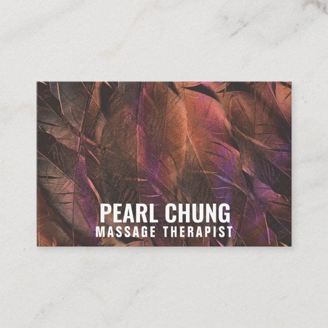Personalized "Brown Feathers" (UK/Euro) Business Card (Front)