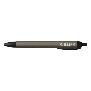 Personalized brown retro pinstripes black ink pen