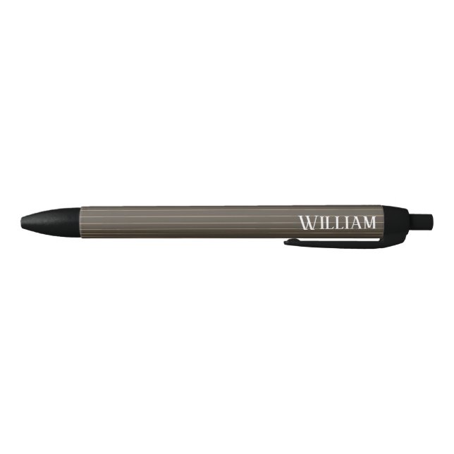 Personalized brown retro pinstripes black ink pen (Bottom)