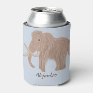 Personalized Brown Woolly Mammoth Illustration Can Cooler